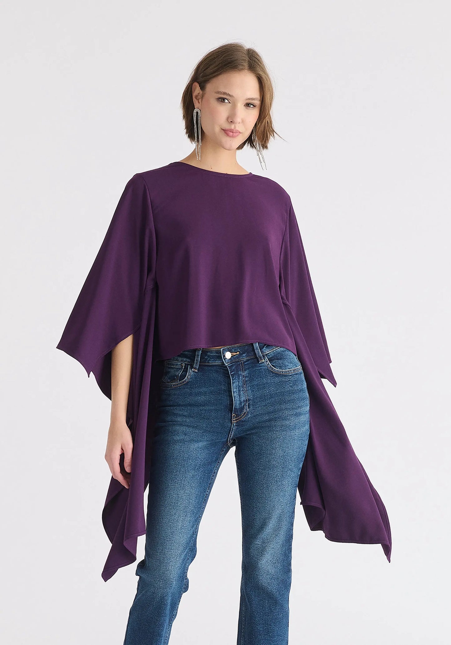 Round Neck Cape Top Paisie