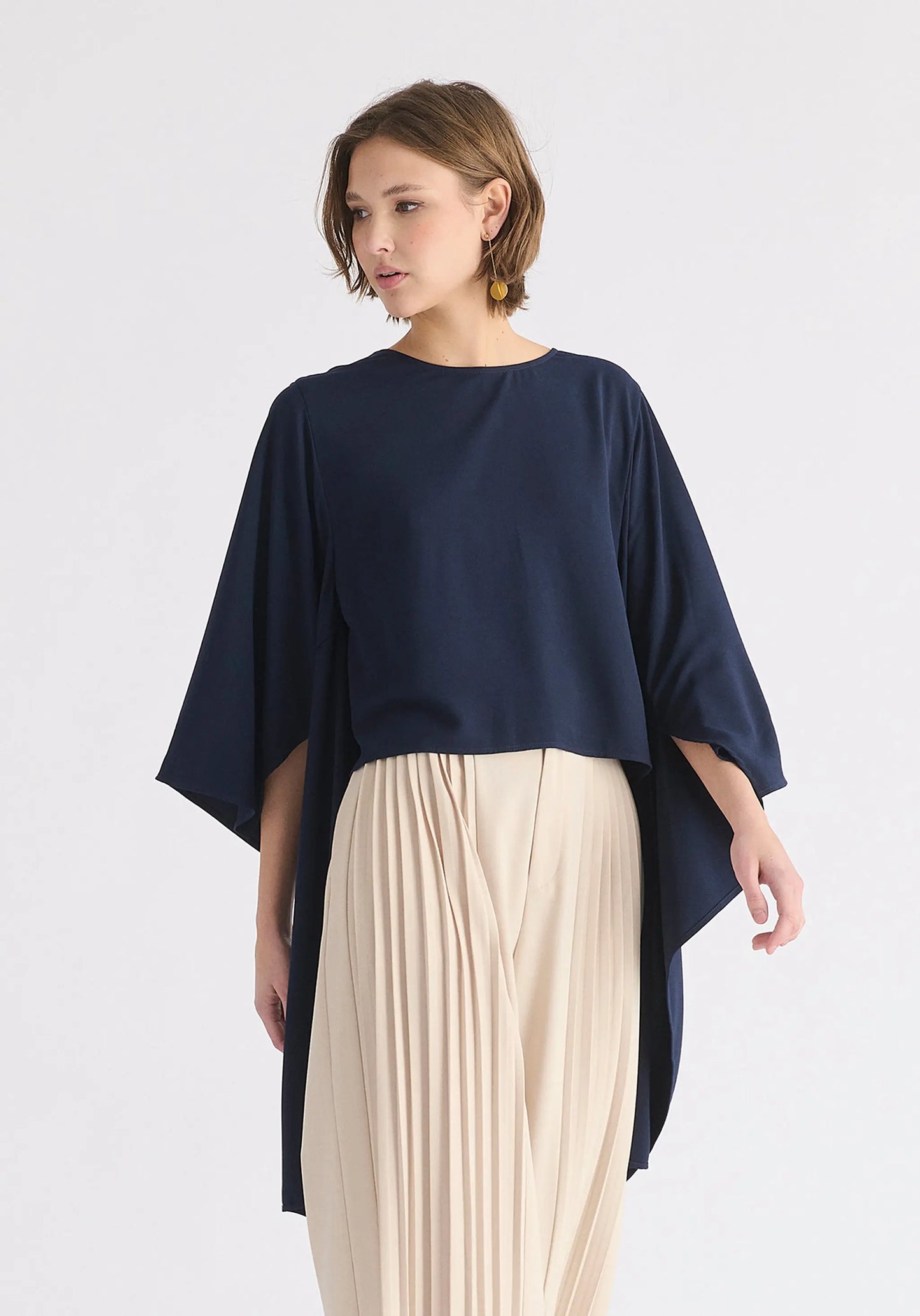 Round Neck Cape Top Paisie