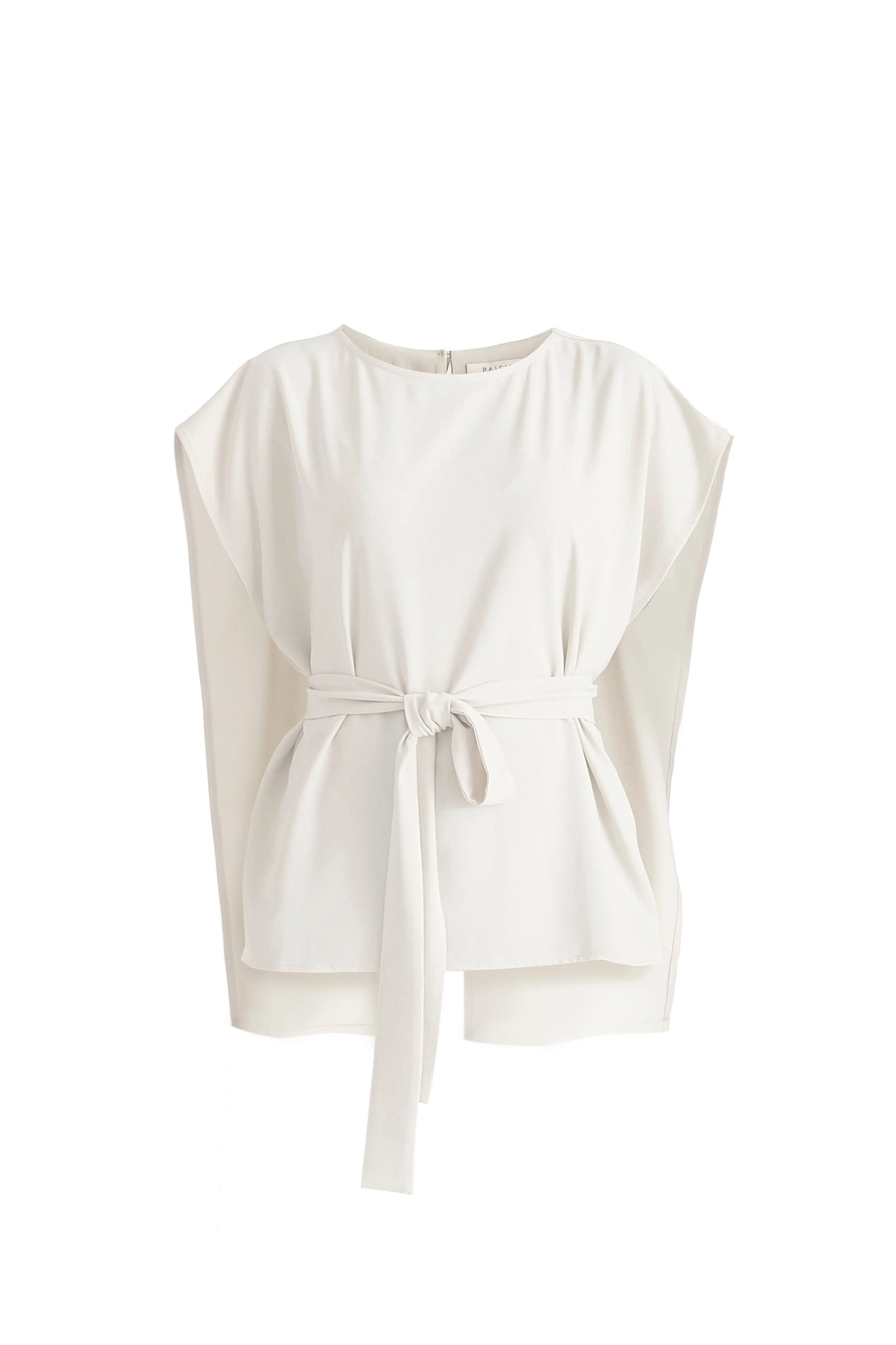 Round Neck Cape Top With Belt Paisie