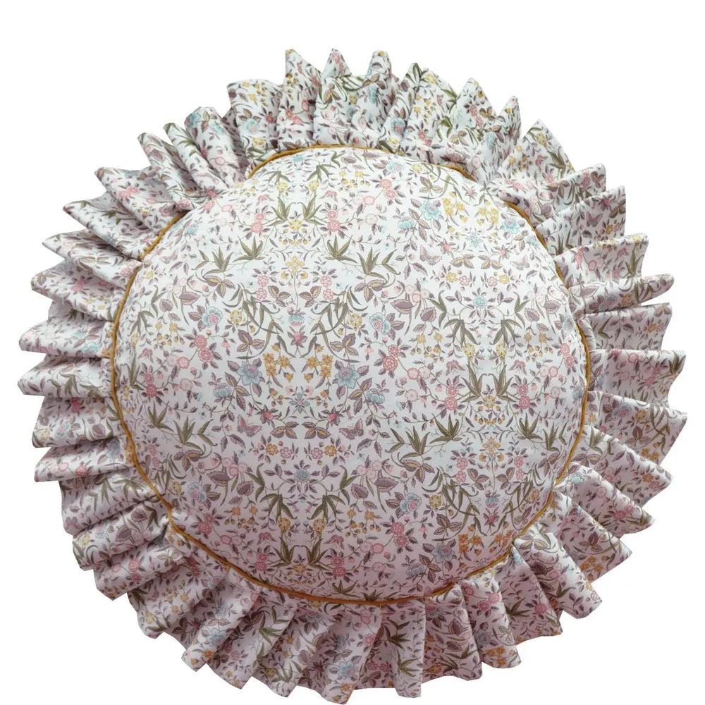 Round Pleat Cushion Made With Liberty Fabric TAPESTRY Coco & Wolf