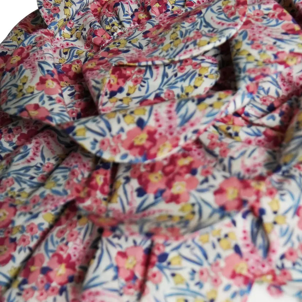Round Rose Cushion Made With Liberty Fabric ELIZABETH & SWIRLING PETALS Coco & Wolf