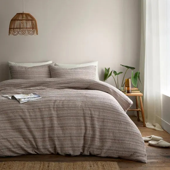 Rowan Yard Waffle 100% Cotton Duvet Cover & Pillowcase Set Dunelm