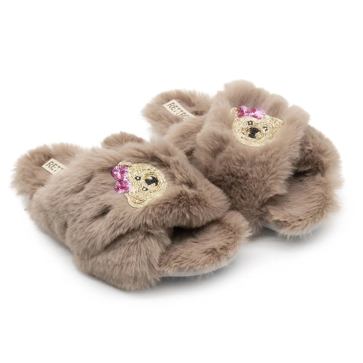 Roxy Mink Luxury Plush Diamanté Embellished Handmade Slipper Rettrose