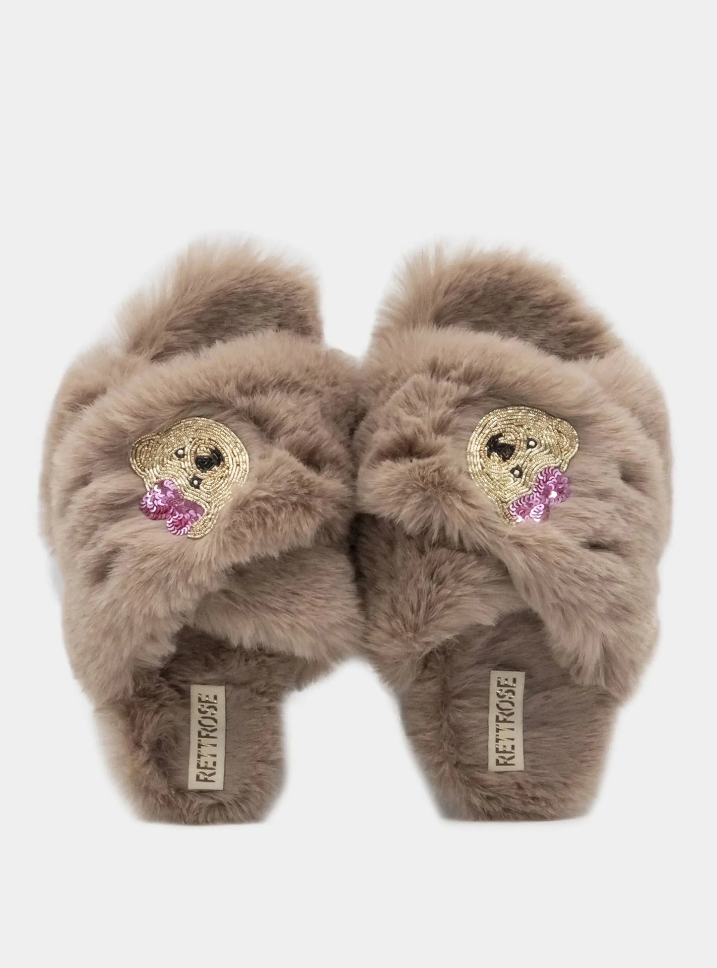 Roxy Mink Luxury Plush Diamanté Embellished Handmade Slipper Rettrose