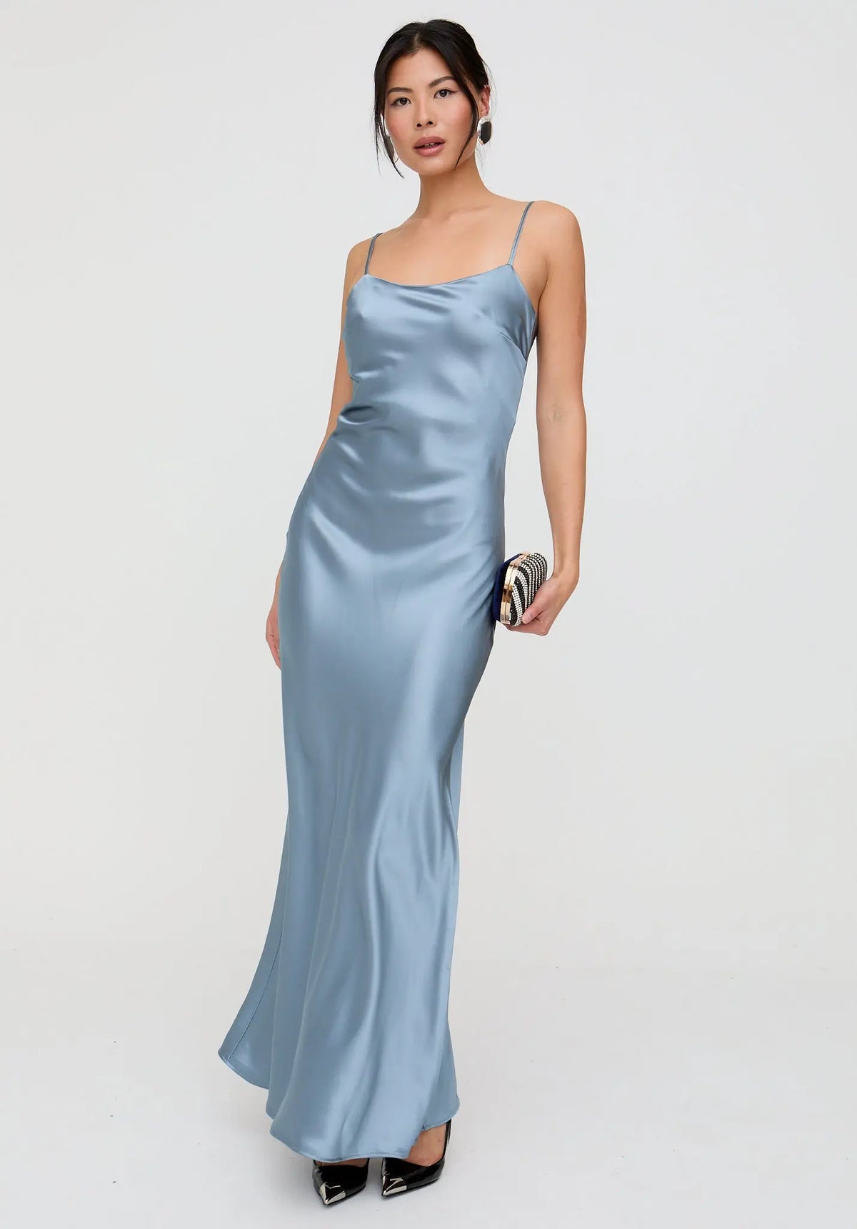 Roxy Spaghetti Strap Maxi Dress In Blue Lily and Lionel