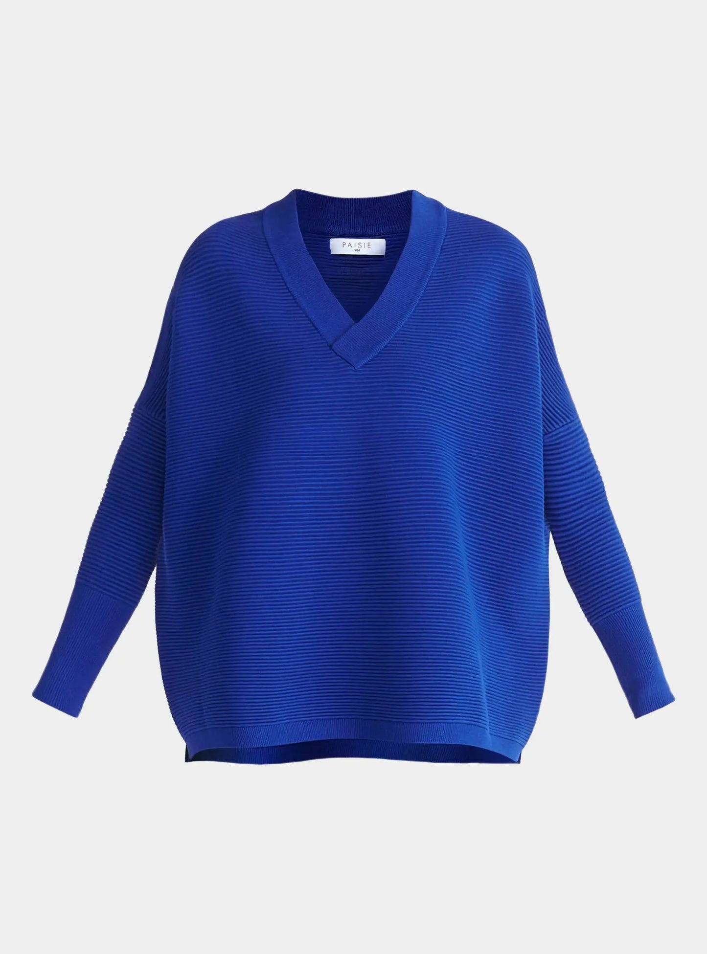 Royal Blue V-Neck Ribbed Jumper Paisie