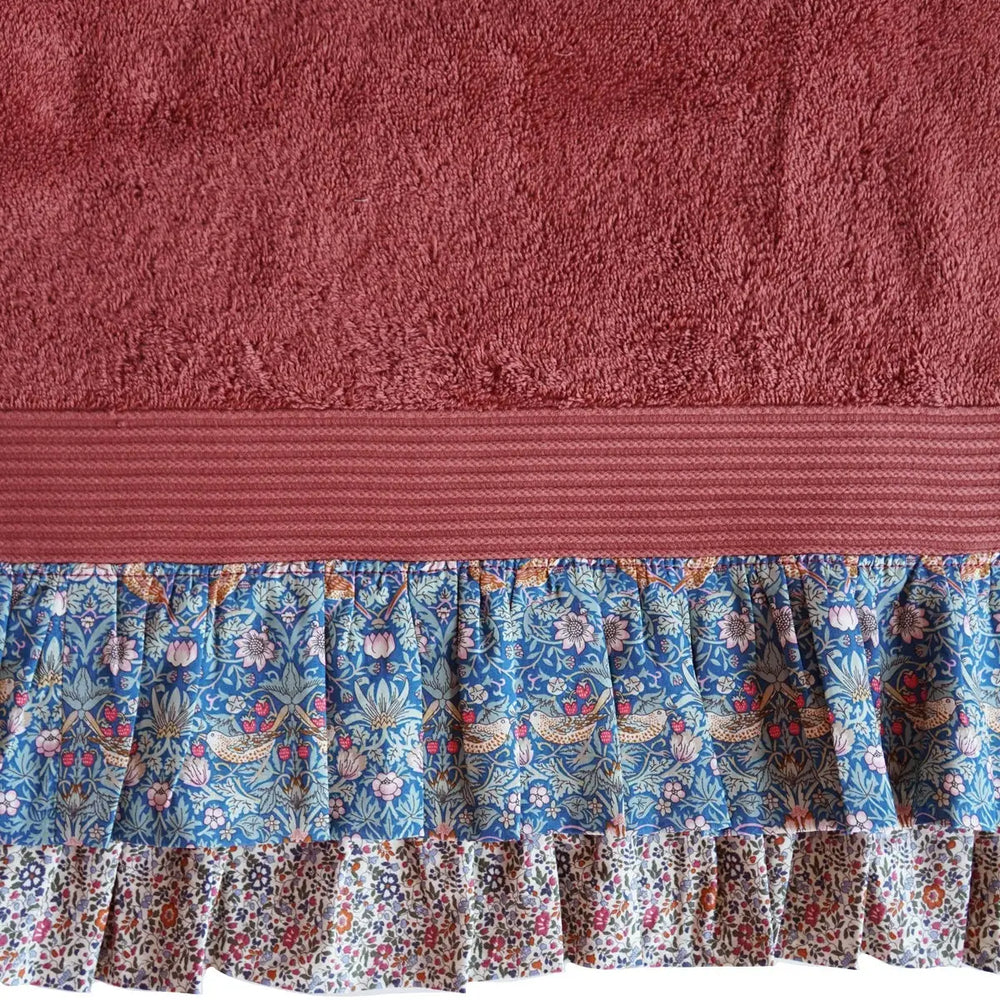 Ruffle Edge Towel Made With Liberty Fabric STRAWBERRY THIEF & KATIE & MILLIE Coco & Wolf