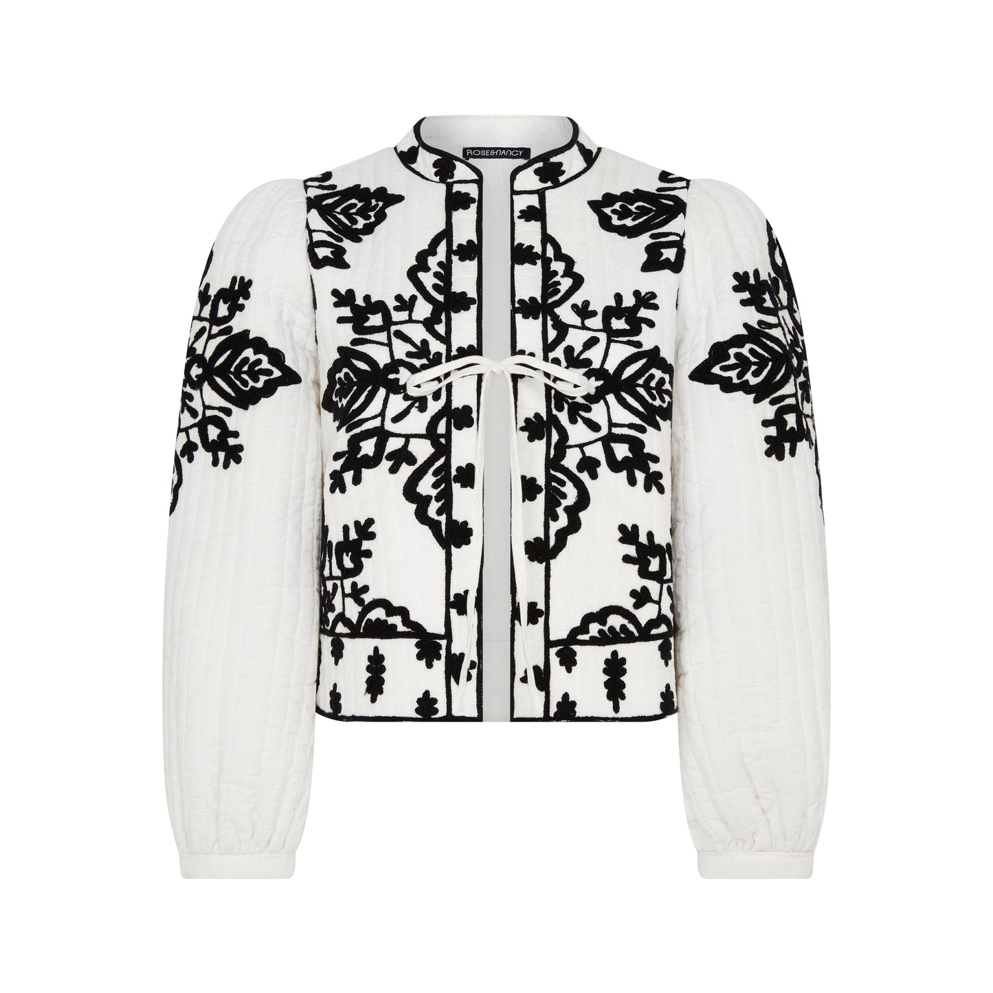 Lori Black And White Padded Embroidered Jacket Rose & Nancy