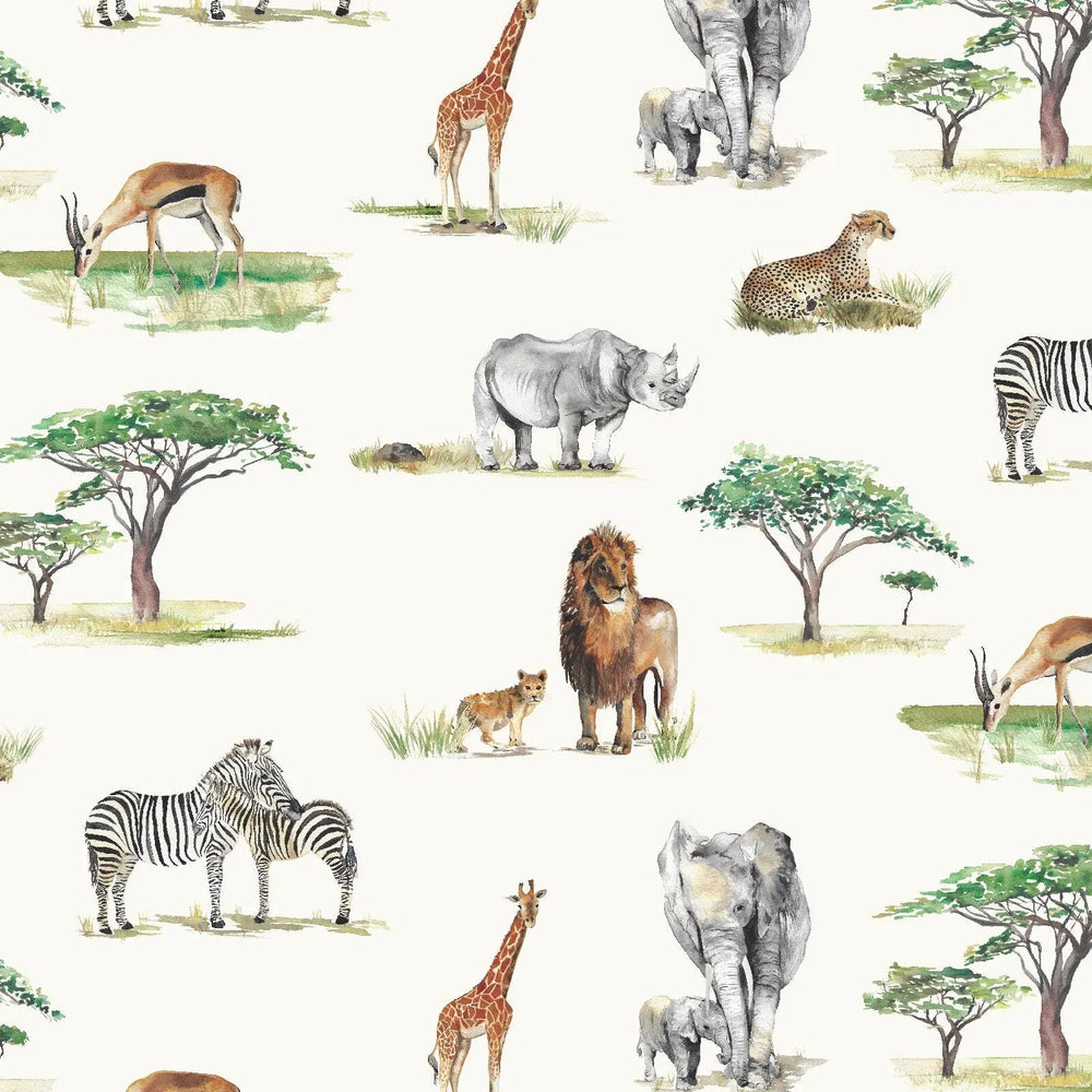 Safari Animals Children's Cotton Curtain Fabric Katie Hipwell Design