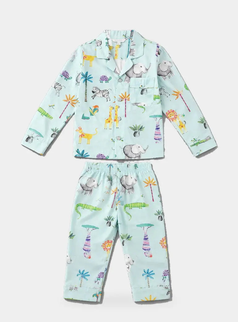 Safari Blue Boys Pyjama Trouser Set Woodstock Laundry