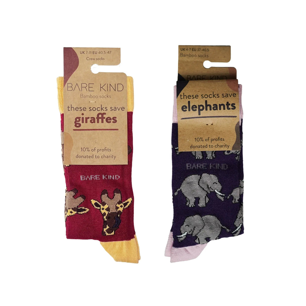 Safari Giants 2 Pack Bamboo Sock Set Bare Kind