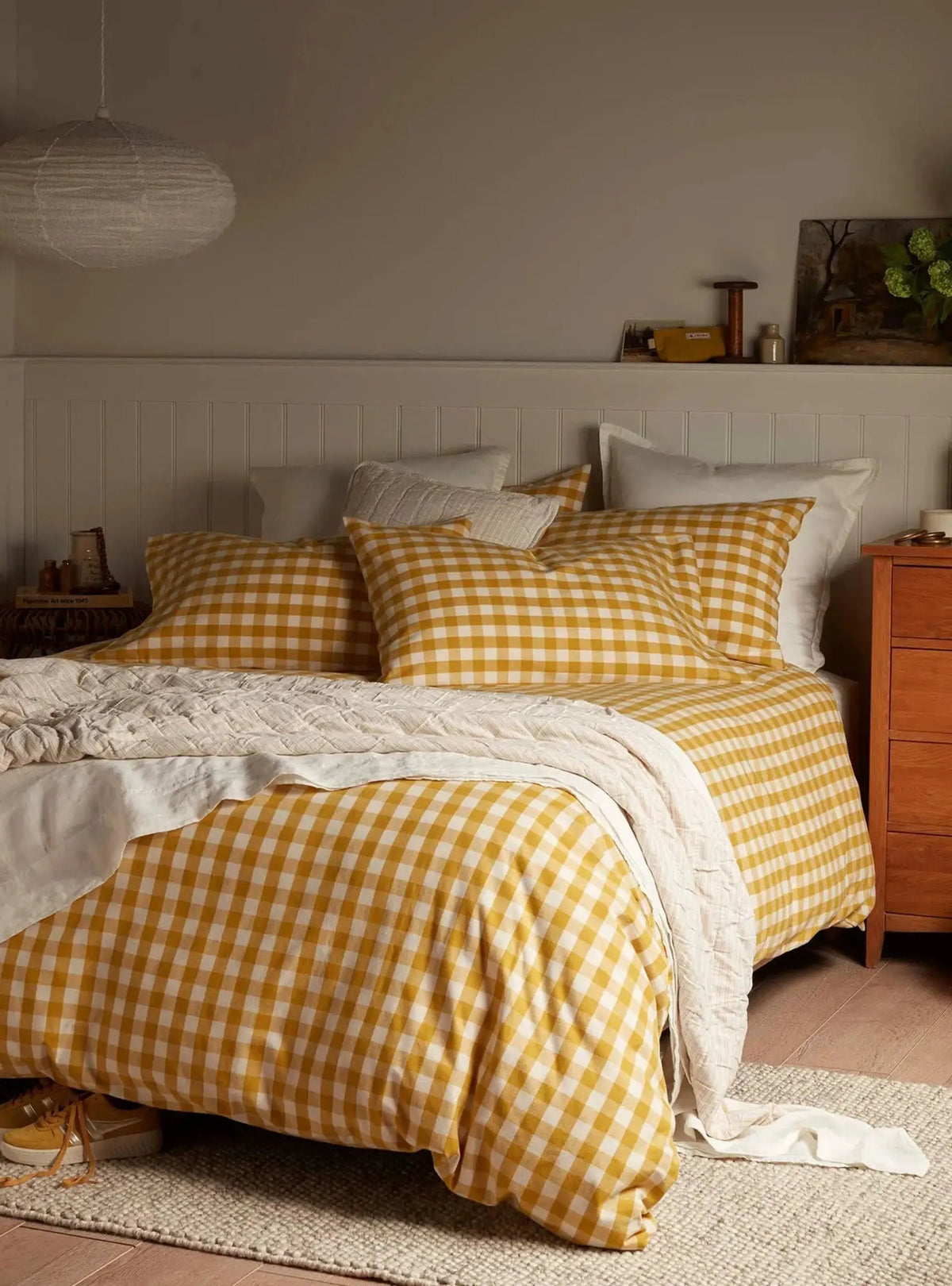 Saffron Gilbert Gingham Brushed 100% Organic Cotton Bed