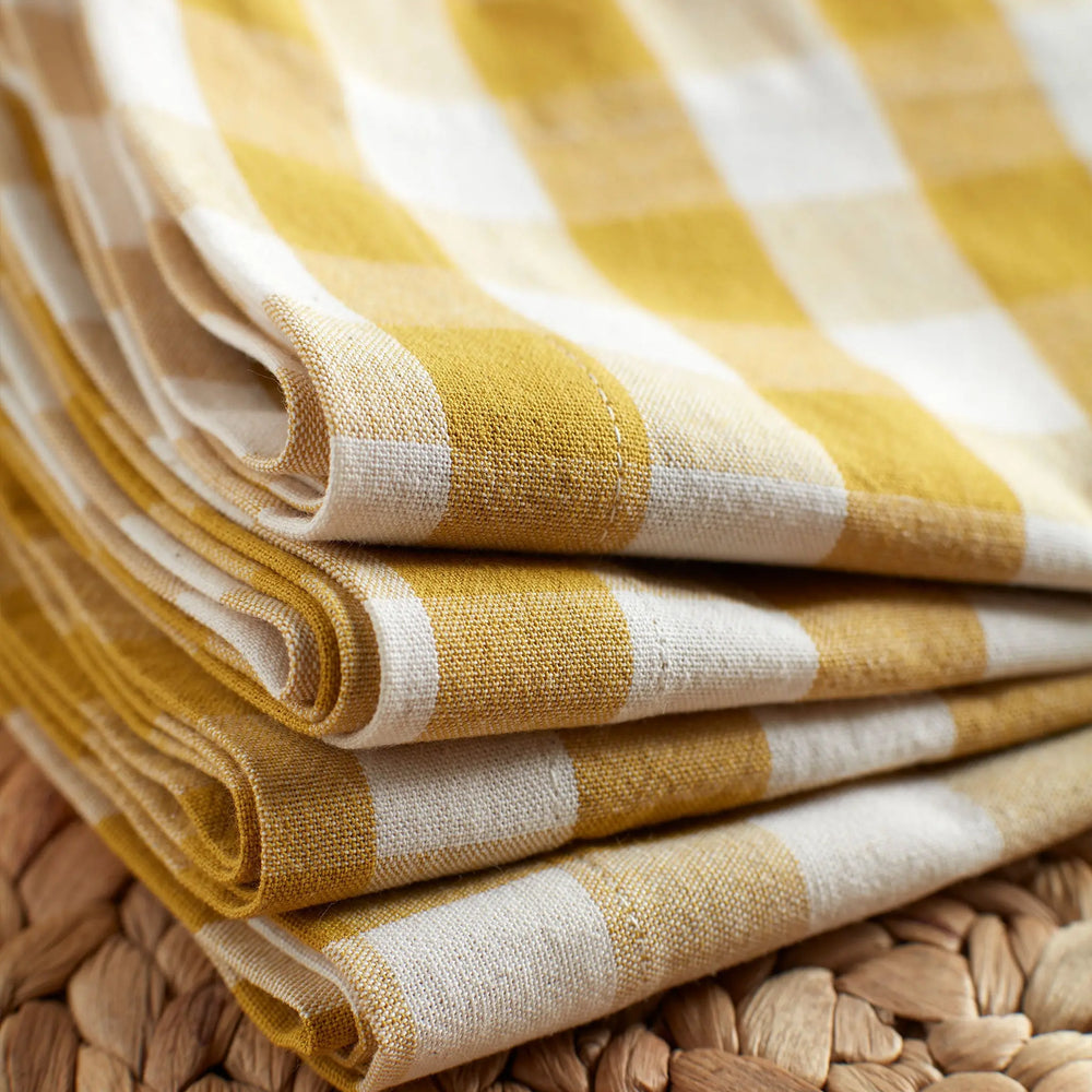 Saffron Heidi 100% Organic Cotton Napkins - Set of 4 The Secret Linen Store