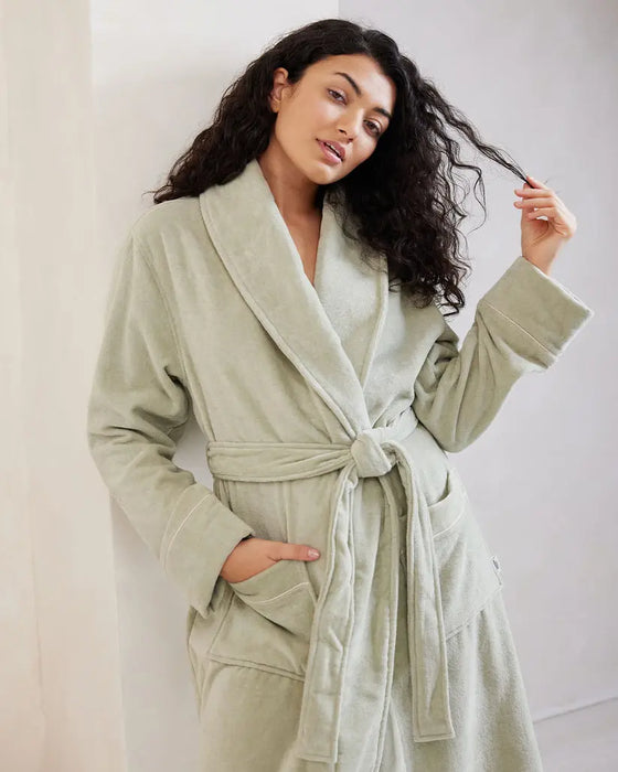 Sage Cotton Towelling Dressing Gown Chelsea Peers