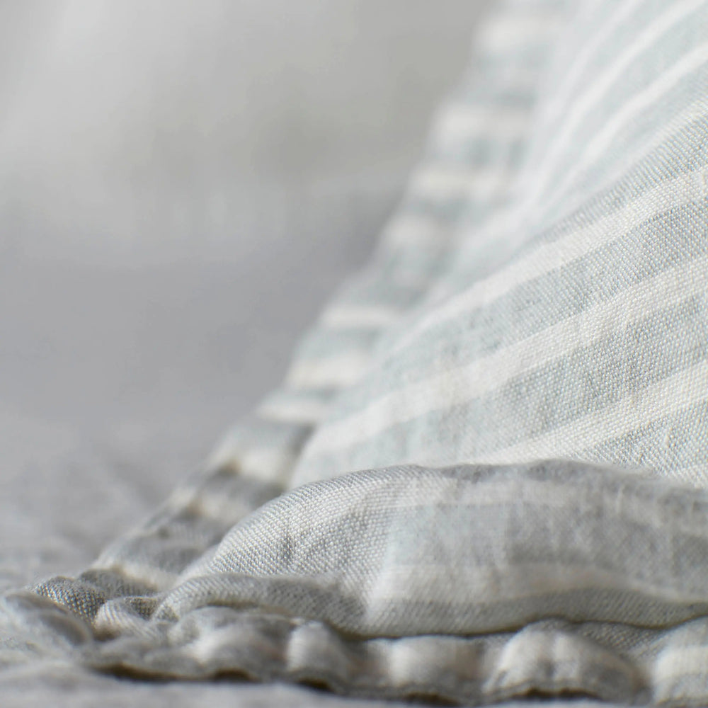Sage Stripe 100% Linen Oxford Pillowcase The Secret Linen Store