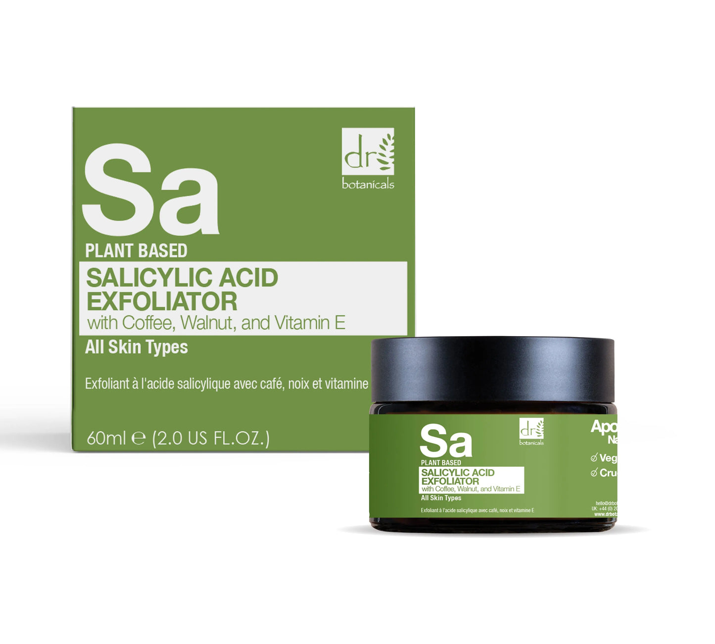 Salicylic Acid Exfoliator with Coffee, Walnut & Vitamin E 60ml Dr Botanicals