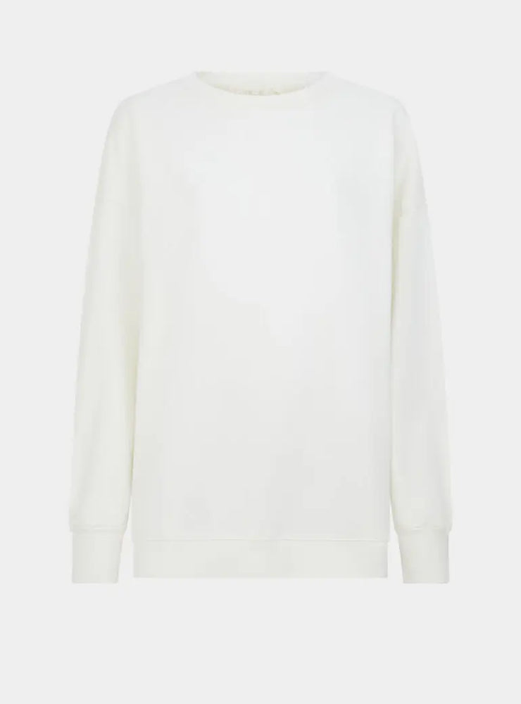 Salix Blossom-Embroidered Ethical-Cotton Sweatshirt - Moonlight White Peachaus
