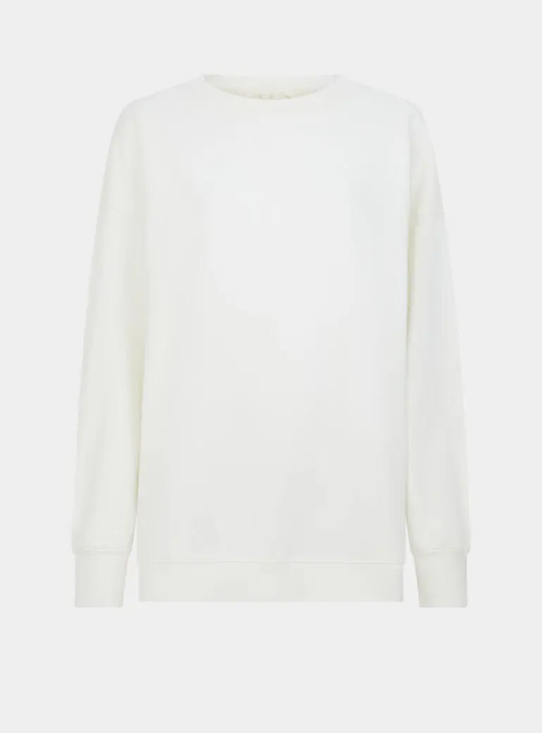 Salix Blossom-Embroidered Ethical-Cotton Sweatshirt - Moonlight White Peachaus