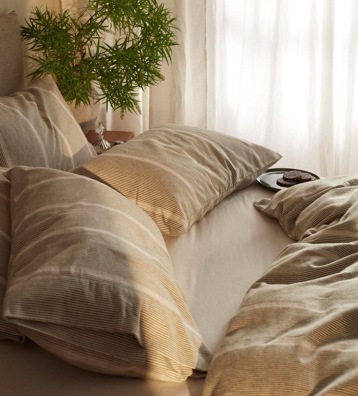 Sally Stripe Brushed 100% Organic Cotton Pillowcase - The Secret Linen Store