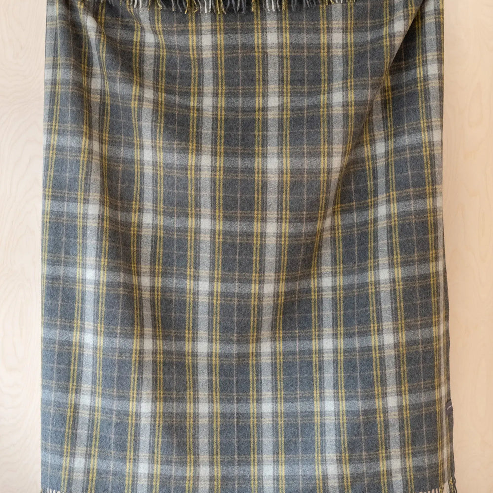 Sample Sale Recycled Wool Blanket in Charcoal Shadow Check TartanBlanketCo