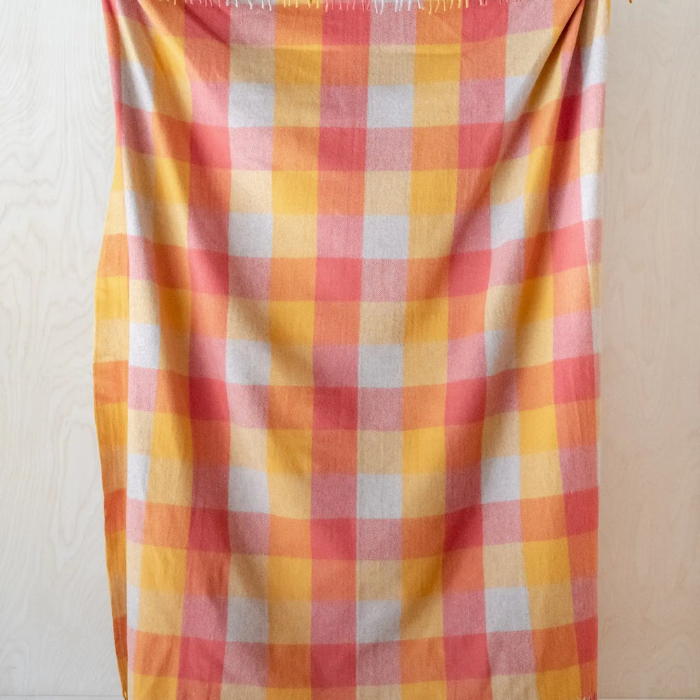 Sample Sale Recycled Wool Blanket in Honey Meadow Check TartanBlanketCo