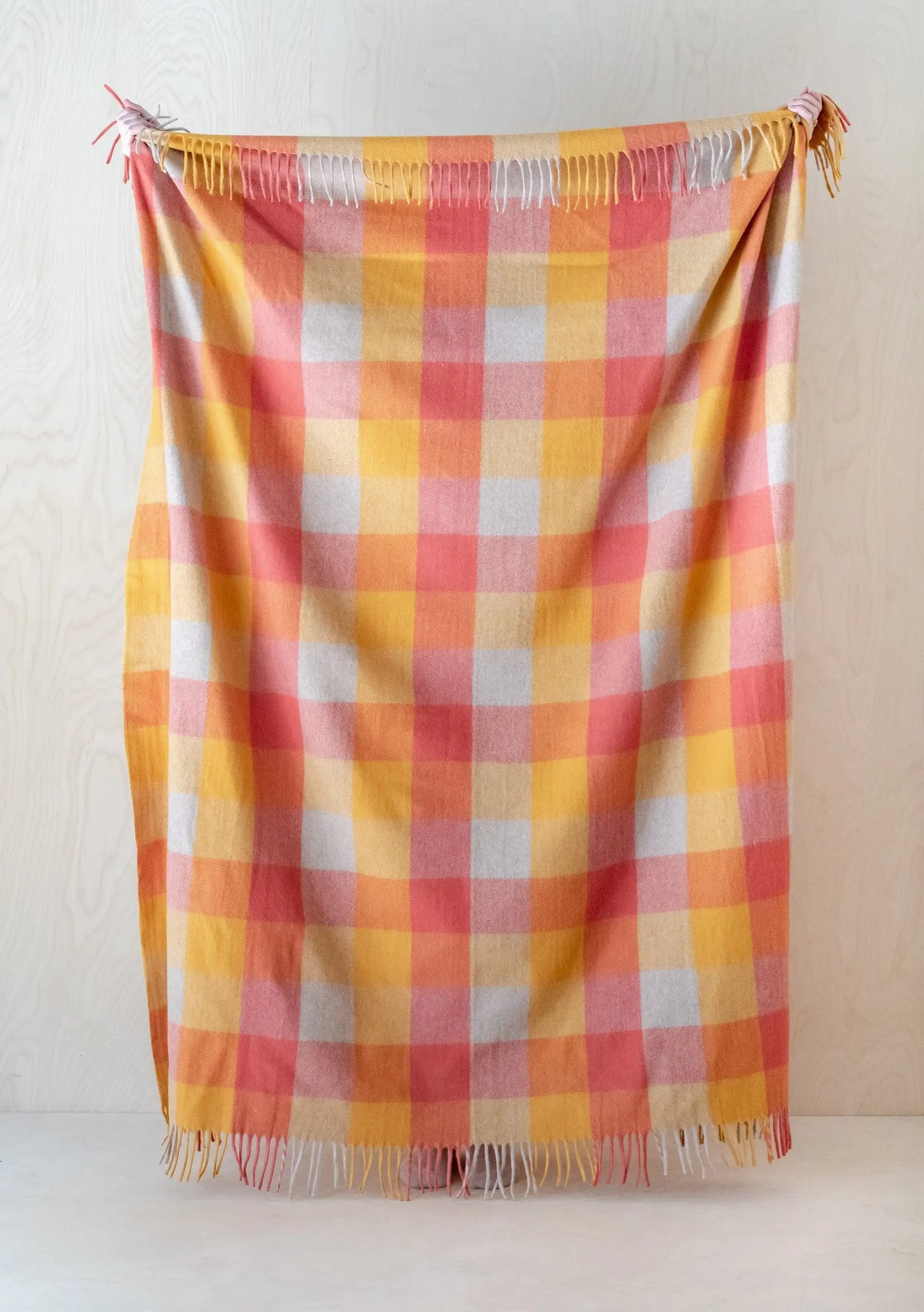 Sample Sale Recycled Wool Blanket in Honey Meadow Check TartanBlanketCo