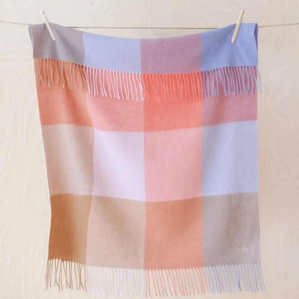 Sample Sale Recycled Wool Blanket in Rainbow Herringbone Check TartanBlanketCo