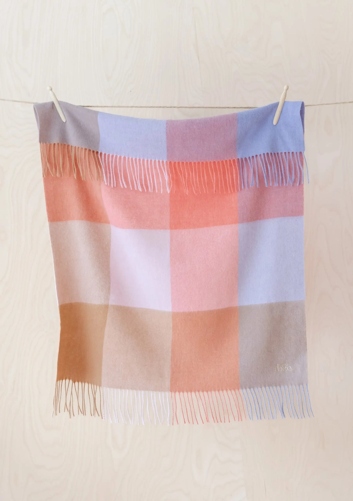 Sample Sale Recycled Wool Blanket in Rainbow Herringbone Check TartanBlanketCo
