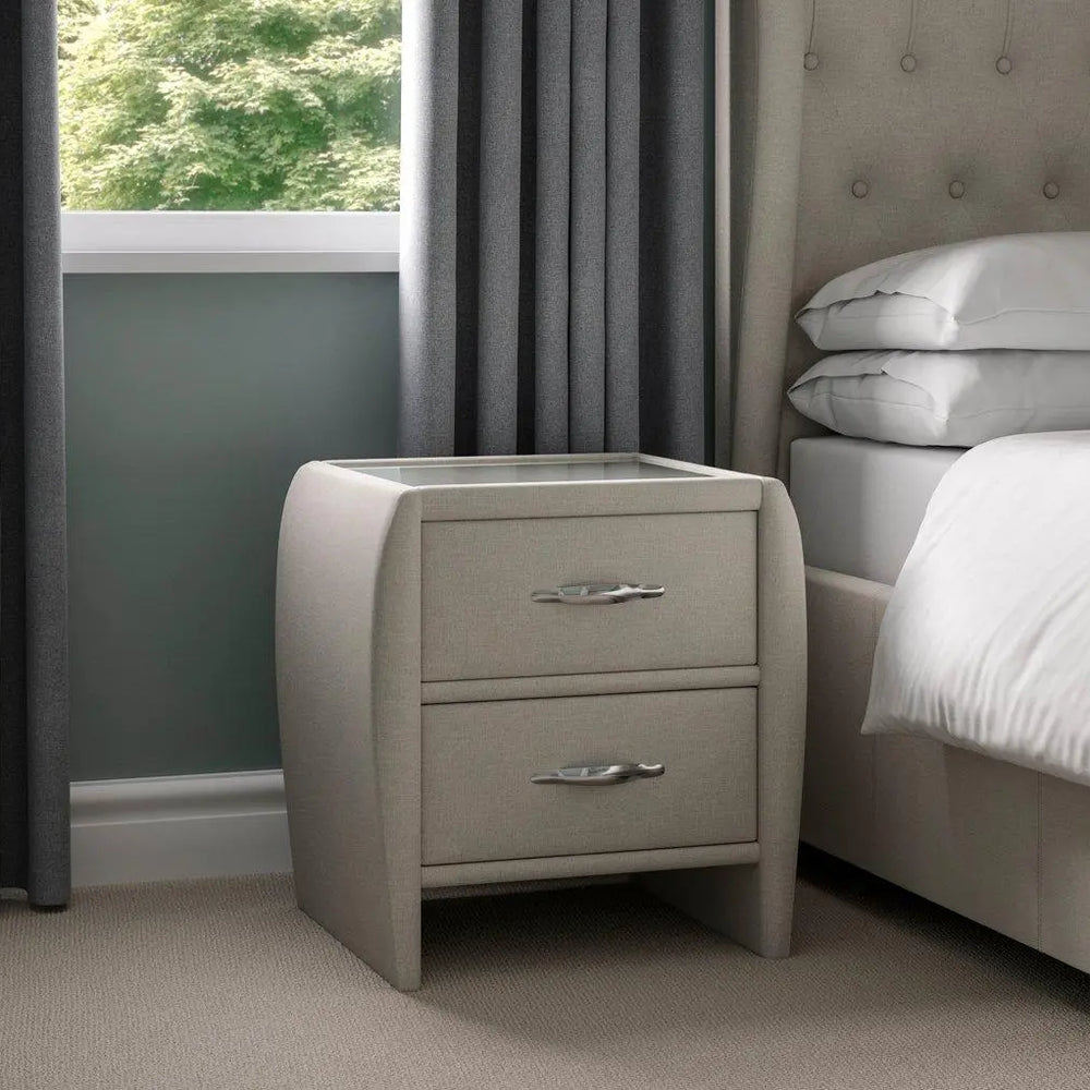 Sana Upholstered Bedside Table - Cream Dreams