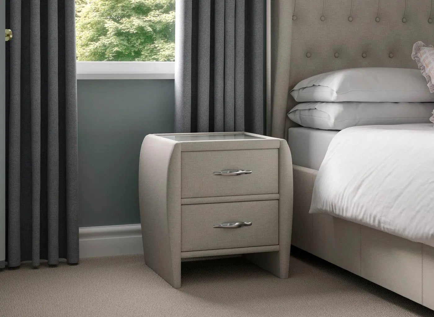 Sana Upholstered Bedside Table - Cream Dreams