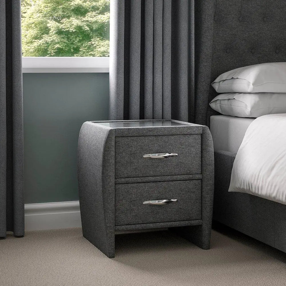 Sana Upholstered Bedside Table - Grey Dreams