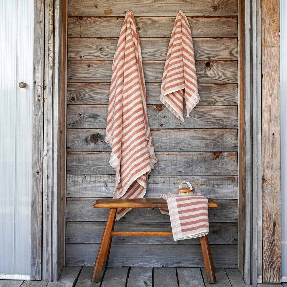 Sand Shell Pembroke Stripe Cotton Towels Piglet