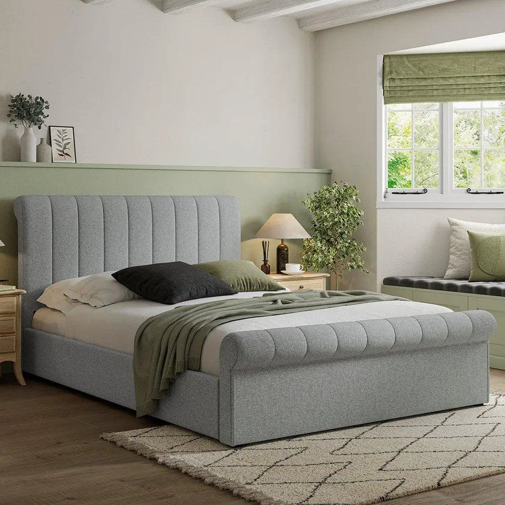 Sandy Upholstered Ottoman Bed Frame - Grey Dreams