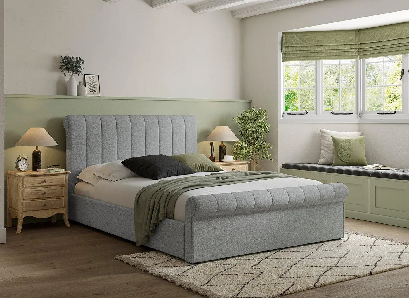Sandy Upholstered Ottoman Bed Frame - Grey Dreams