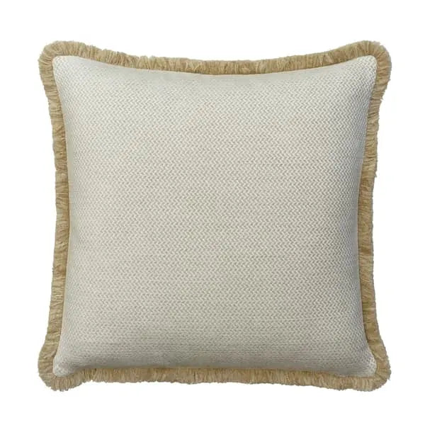 Sanremo Ecru, Sustainable Feather, Cushion Sophie Paterson With Trim/Fringe & Cotton Blend & Linen & Linen Blend & Viscose Blend Plain Andrew Martin
