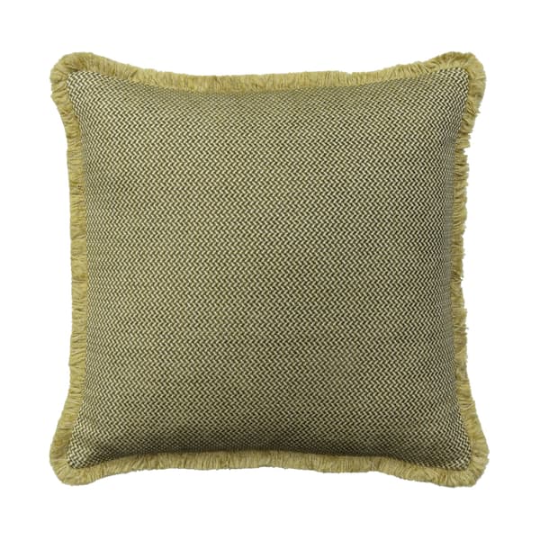 Sanremo Olive, Sustainable Feather, Cushion Sophie Paterson With Trim/Fringe & Cotton Blend & Linen & Linen Blend & Viscose Blend Plai Andrew Martin