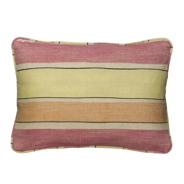Santorini Lime Rose, Sustainable Feather, Cushion, LimeRose Cotton & Cotton Blend & Linen & Linen Blend Stripe Andrew Martin