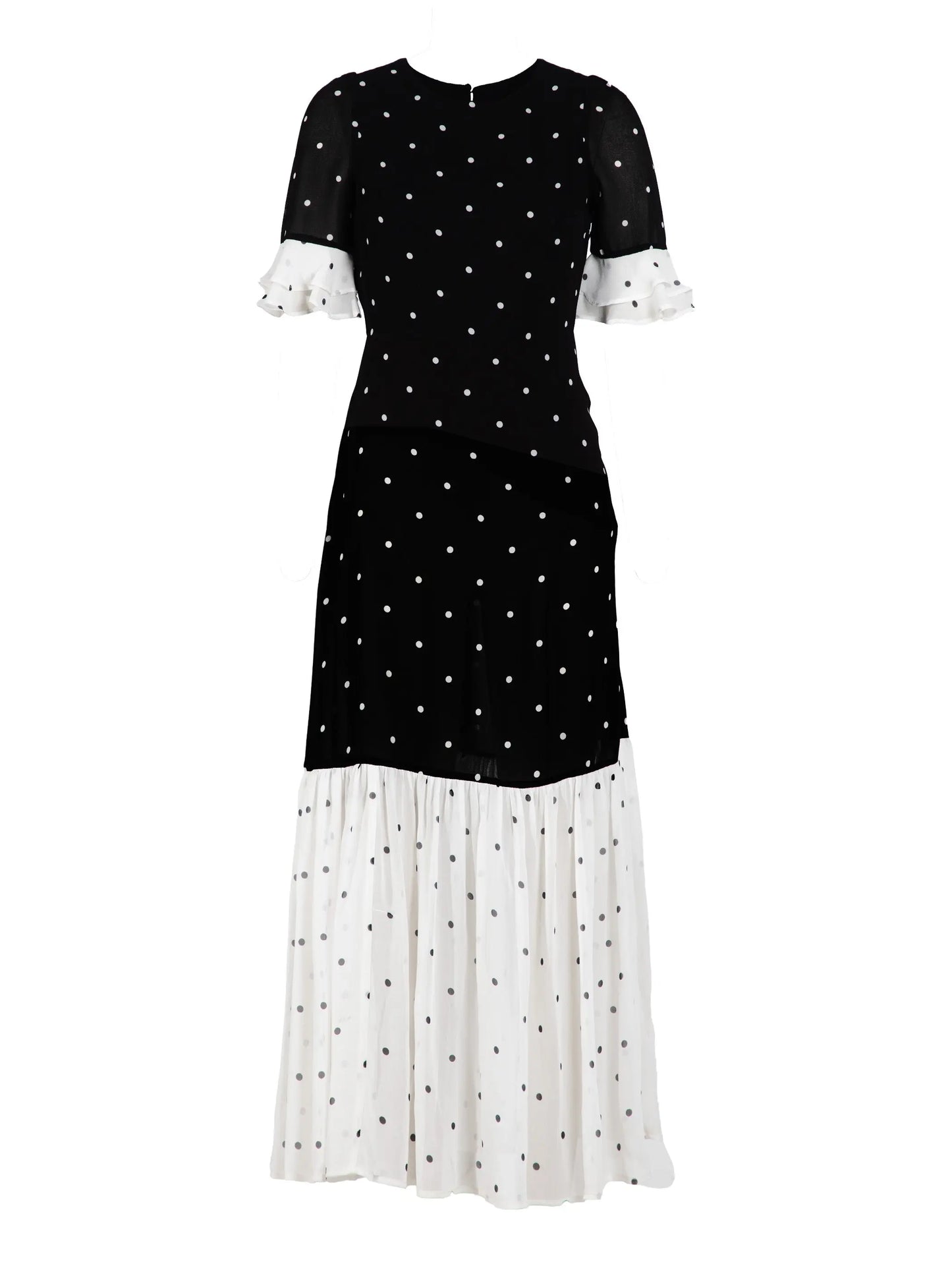 Saphi Black and White Pindot Spot Midi Dress Rose & Nancy