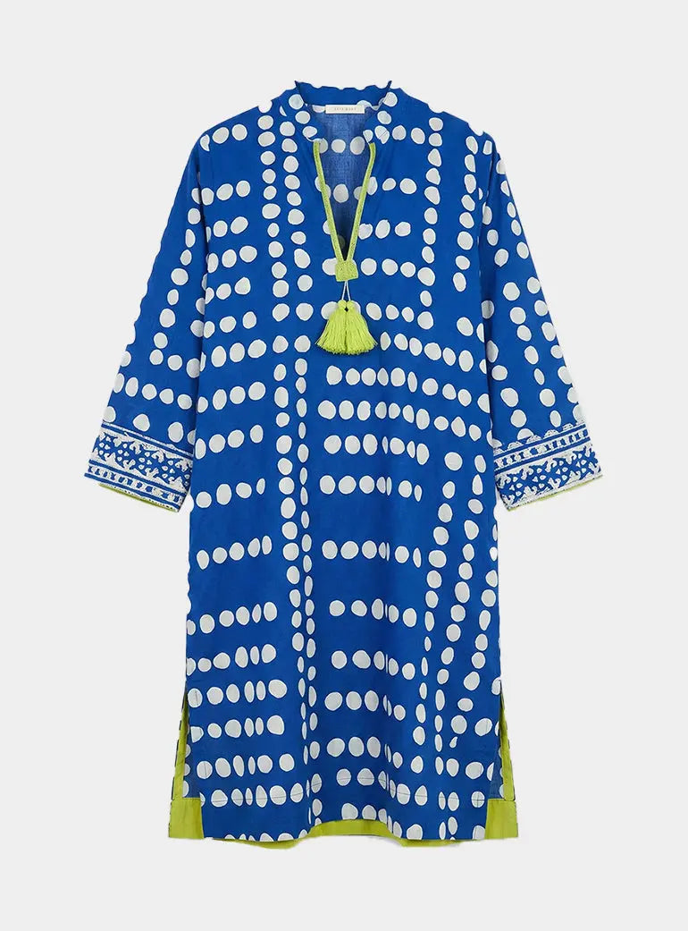 Sarina Blue Polka Cotton Tunic Naree Clothing