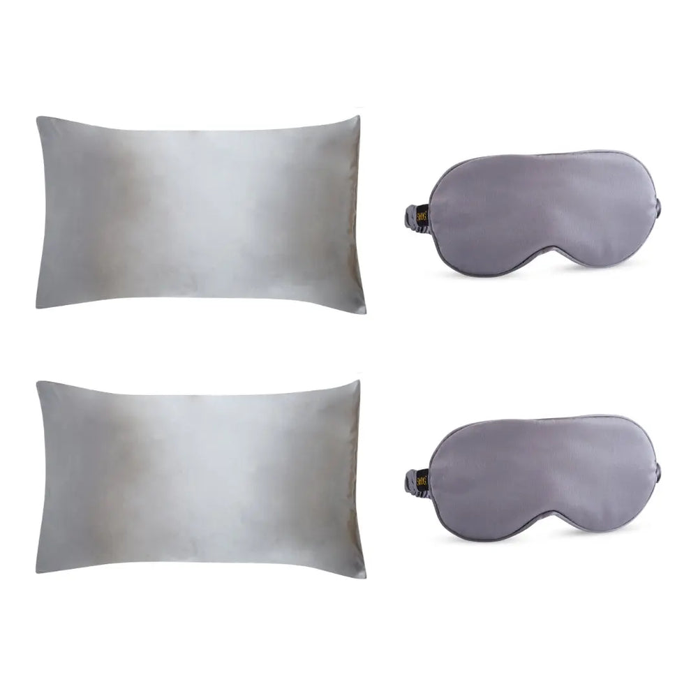 Satin Pillowcases & Sleep Masks Set - Grey SMUG