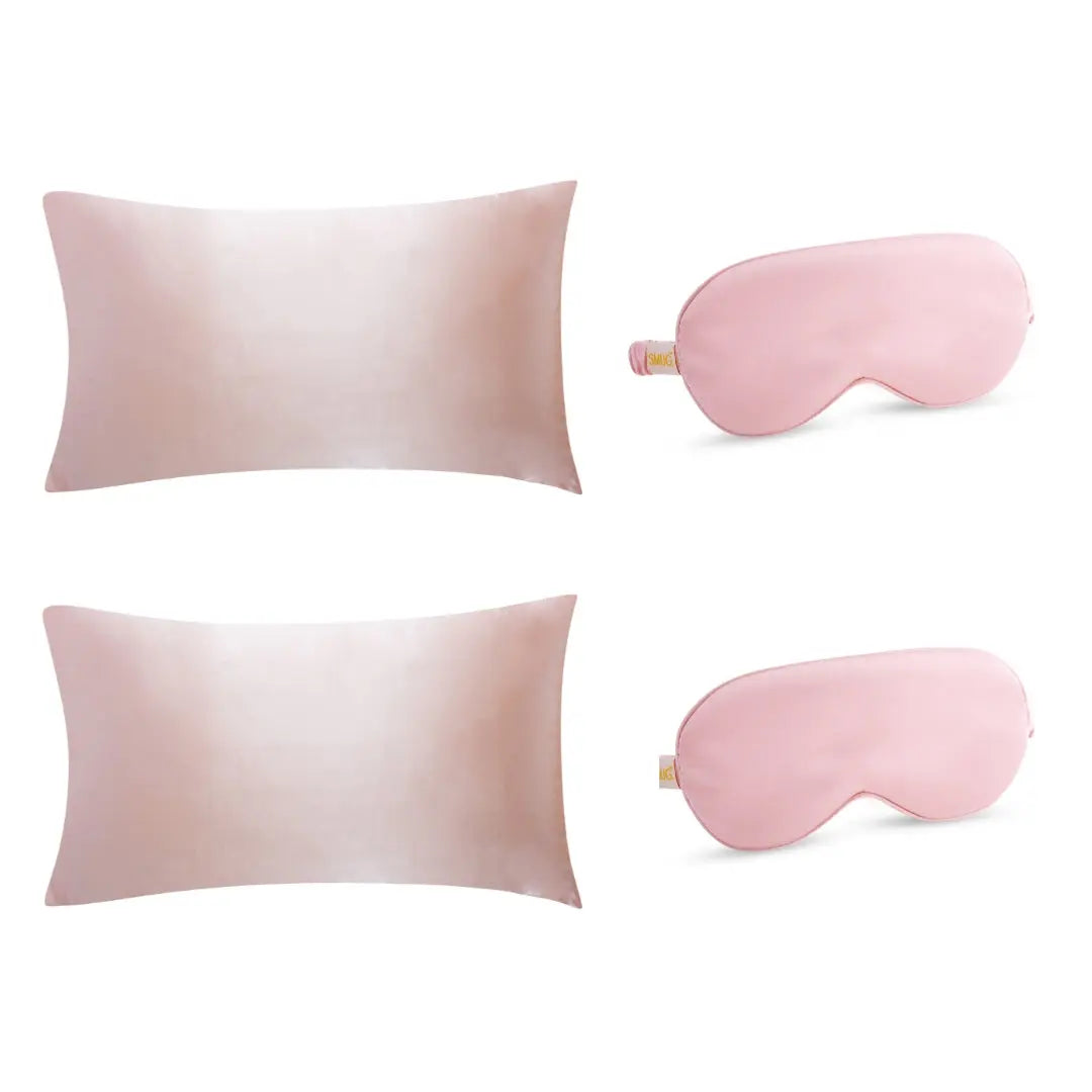 Satin Pillowcases & Sleep Masks Set - Pink SMUG