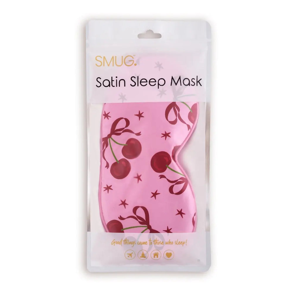 Satin Sleep Mask - Pink Cherries Print SMUG