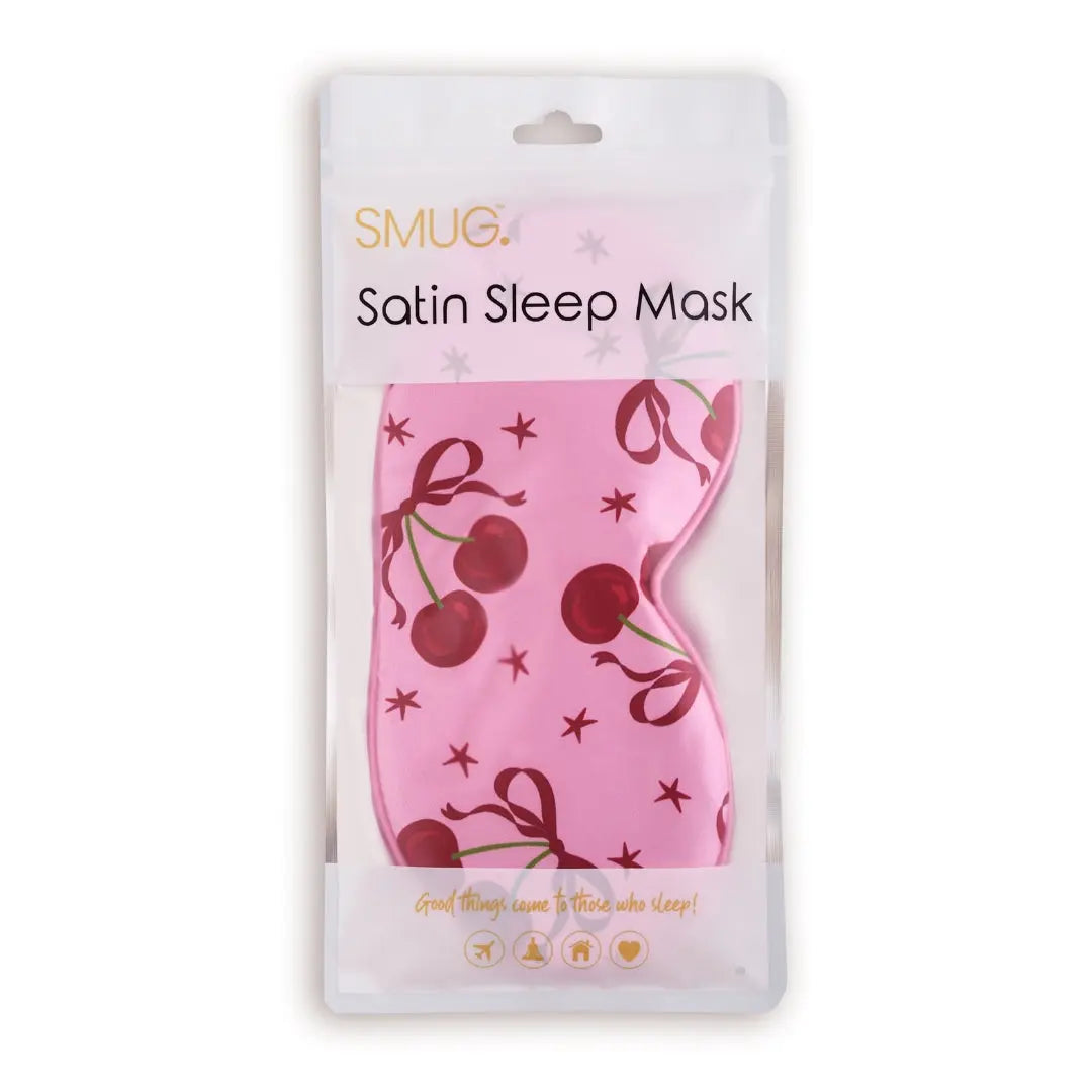 Satin Sleep Mask - Pink Cherries Print SMUG