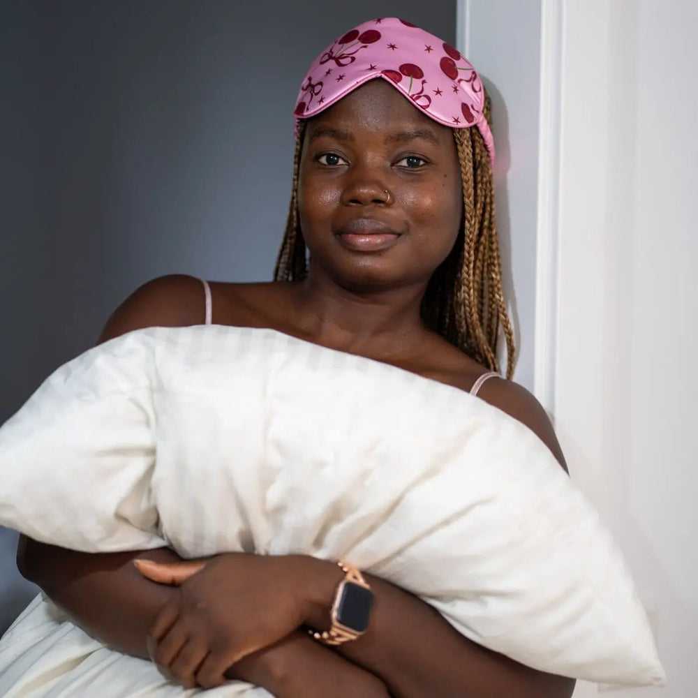 Satin Sleep Mask - Pink Cherries Print SMUG