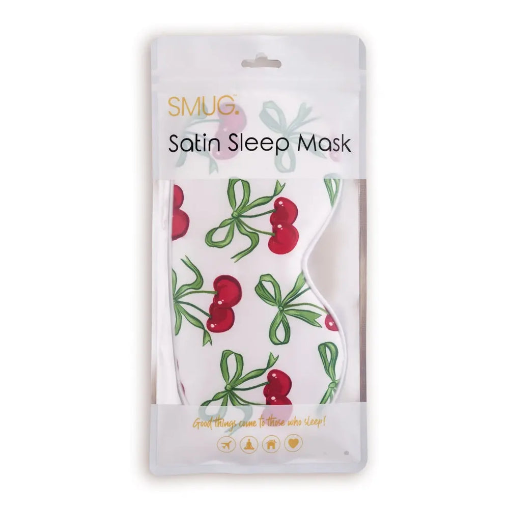 Satin Sleep Mask - White Cherries Print SMUG