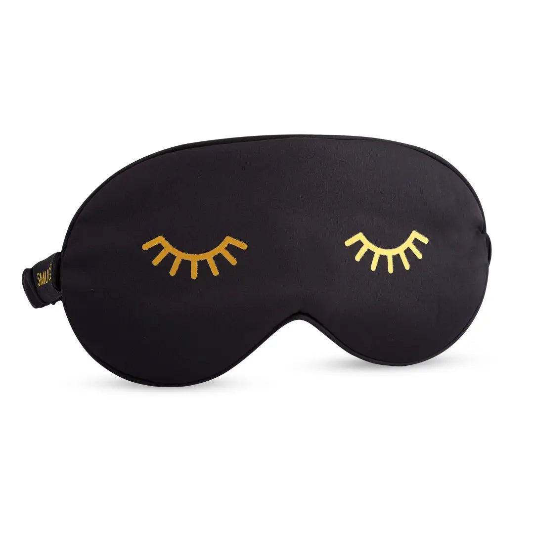 Satin Sleep Mask - Wink Print, Black SMUG