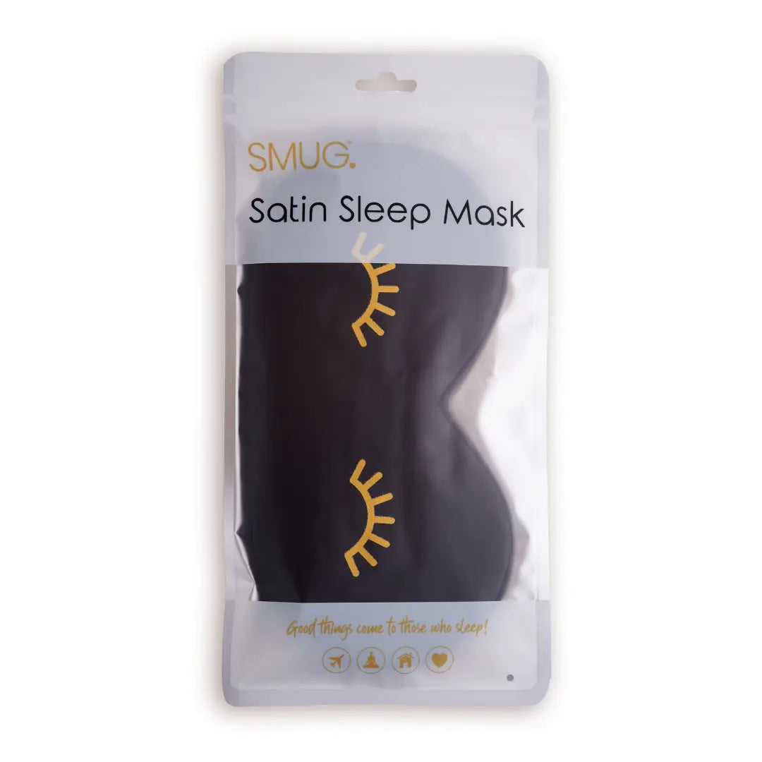 Satin Sleep Mask - Wink Print, Black SMUG