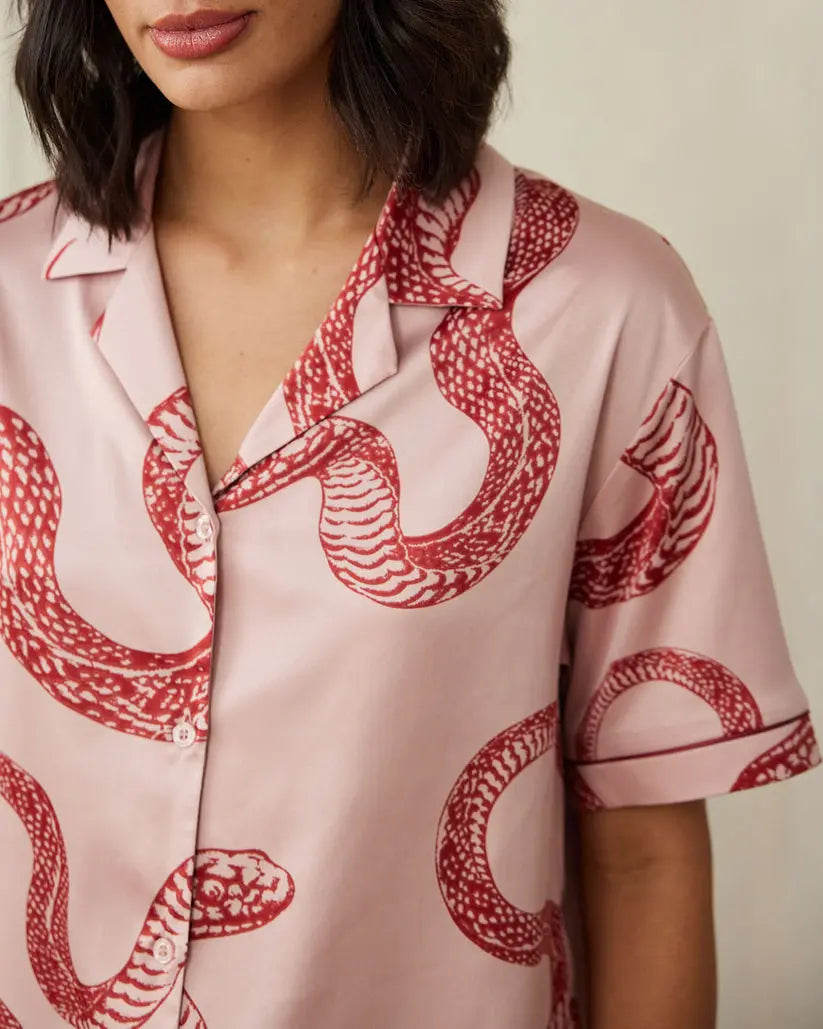 Satin Snake Print Short Pyjama Set Chelsea Peers