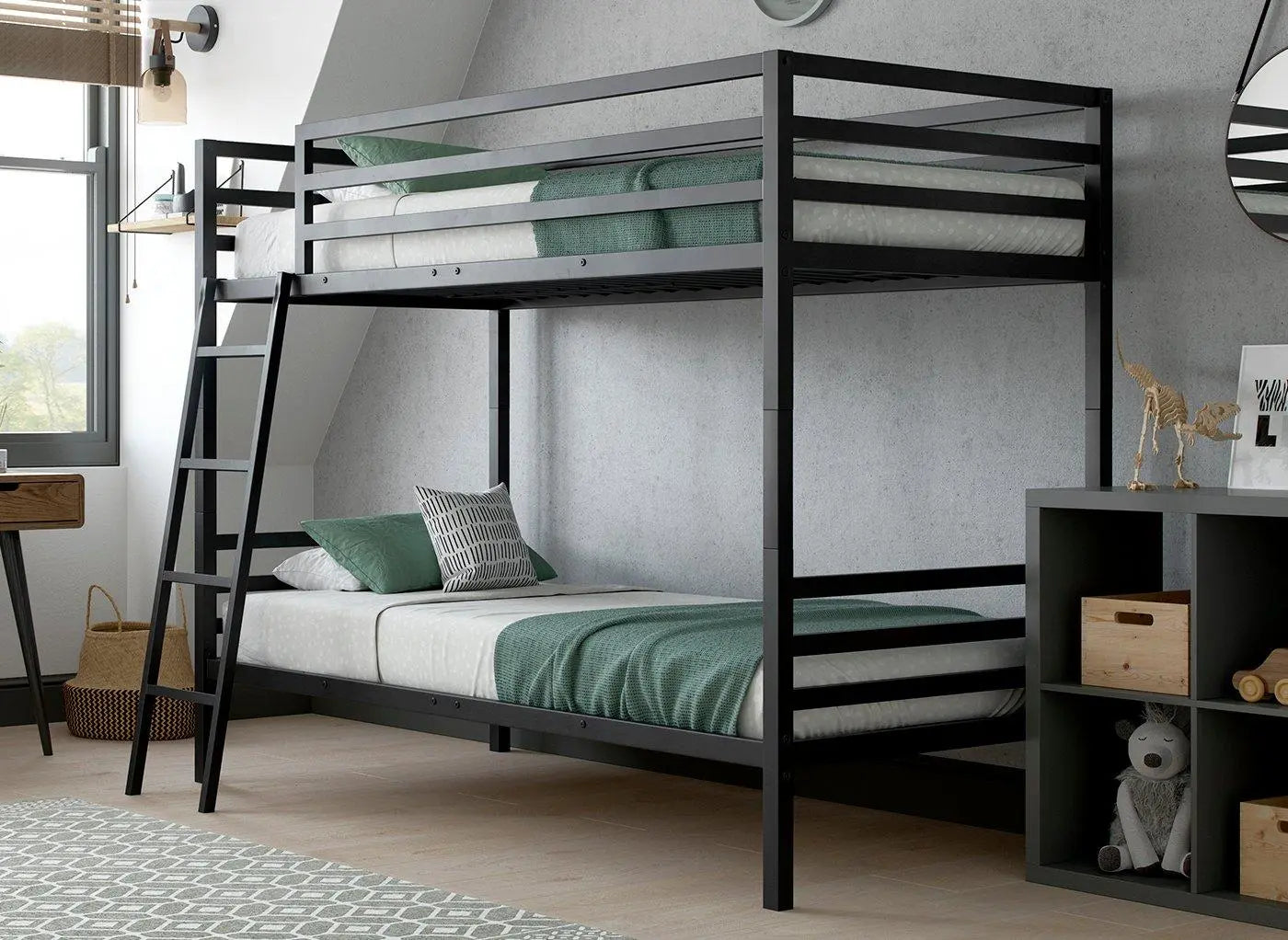 Saturn Kids Metal Bunk Bed - Black Dreams