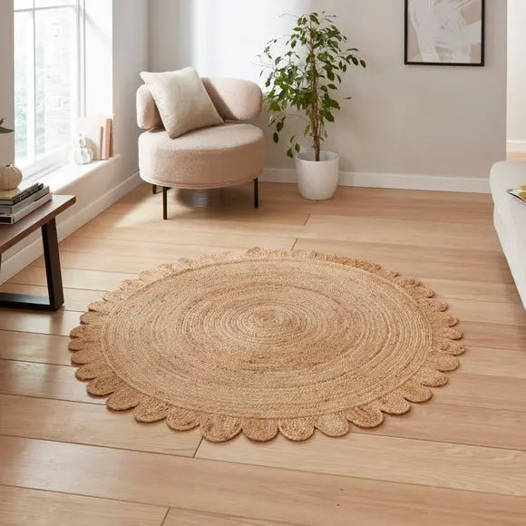 Savannah Scallop Round Jute Rug Dunelm